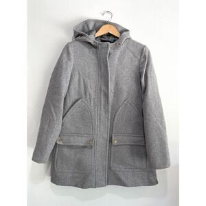 J. Crew wool blend hooded parka coat jacket lagenlook casual winter gray women 8